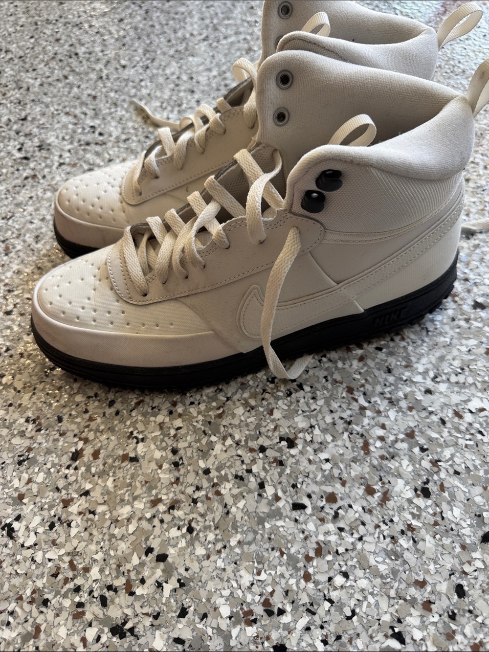 Nike Men’s High-Top Sneakers in Off-White and Black